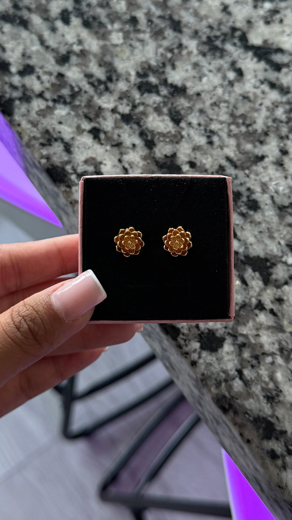 24k Dahlia Flower Studs