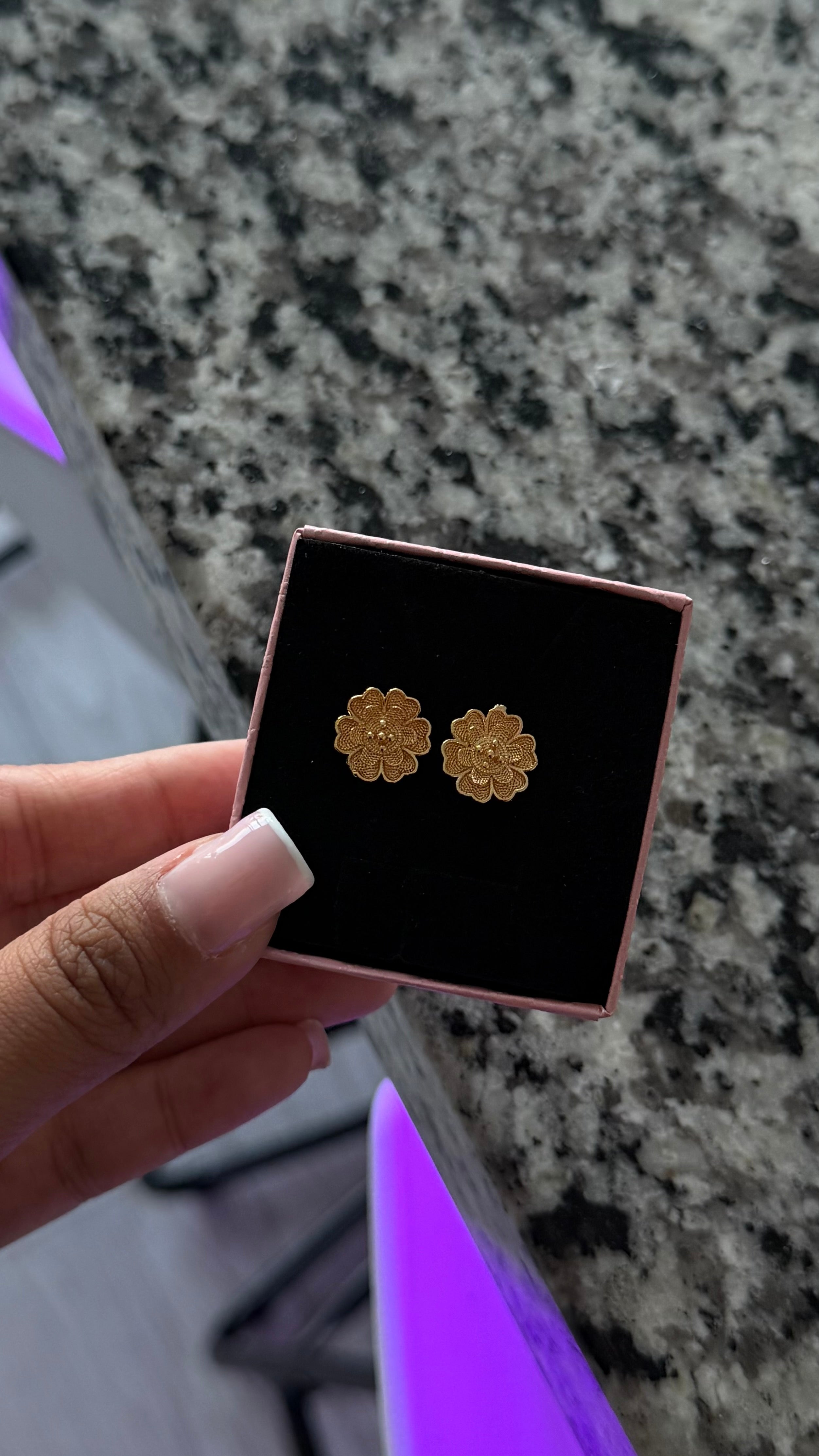 24k Camellia Flower Studs