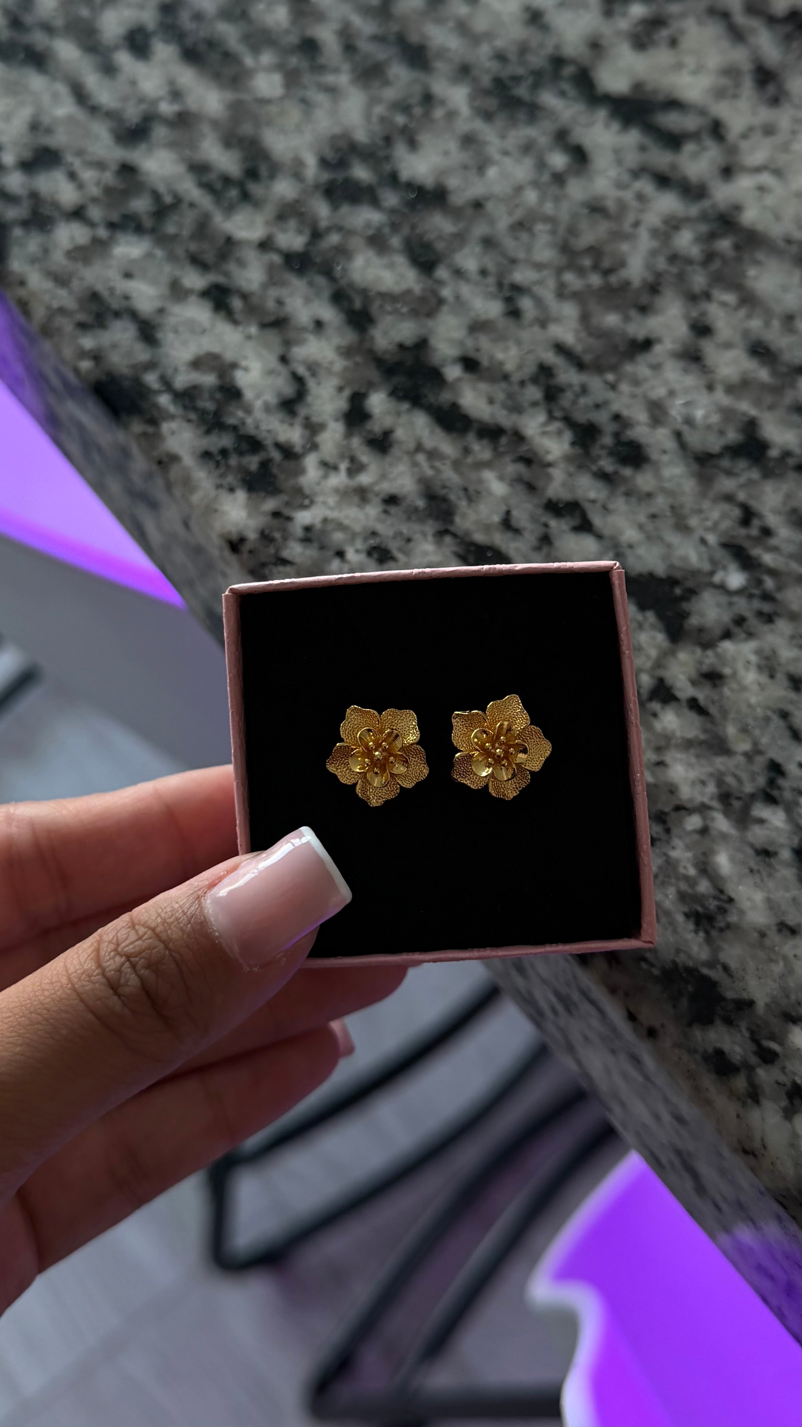 24k Hibiscus Flower Studs