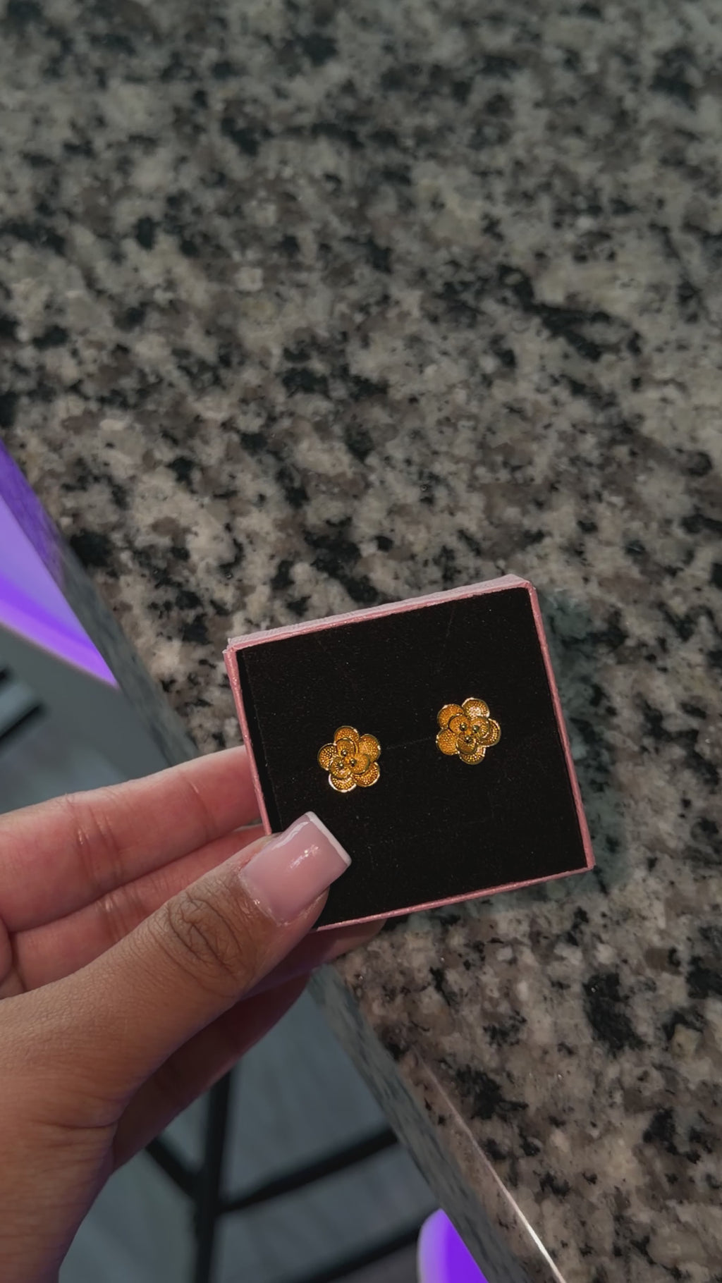 24k Five Rounded Petals Studs