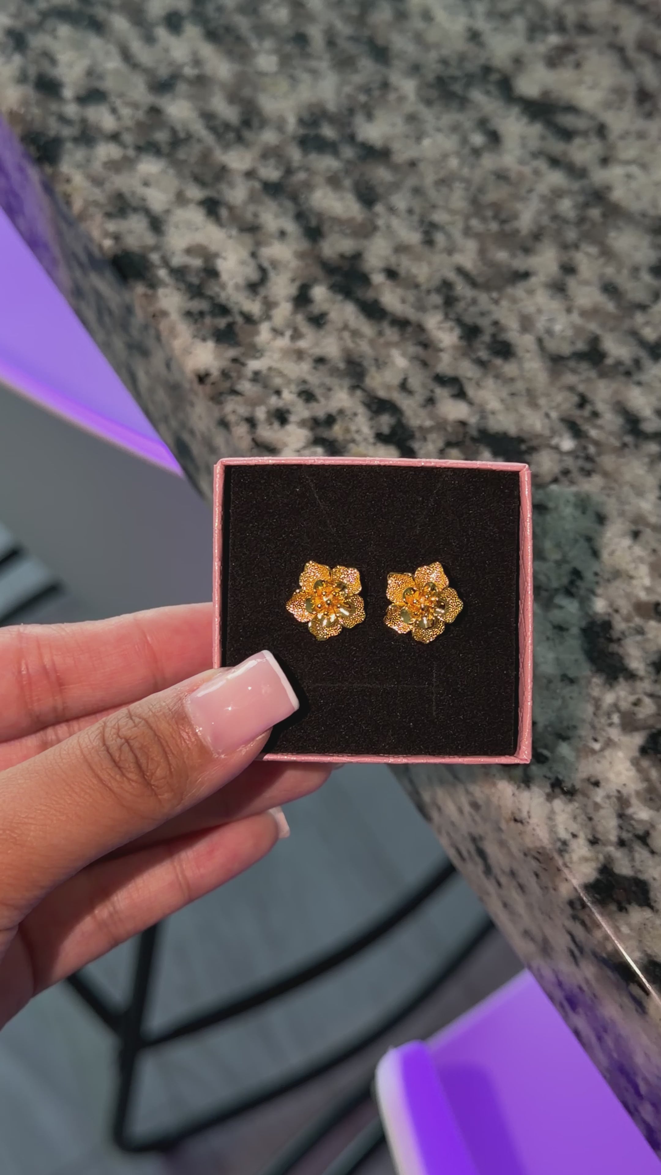 24k Hibiscus Flower Studs